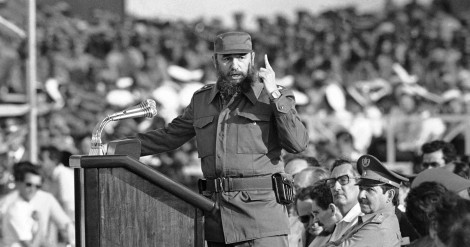 Cuban President Fidel Castro speaks to a military gathering on the 20th anniversary of the failure of the Bay of Pigs Invasion, Thursday, April 17, 1981, Havana, Cuba. Fidel spoke to the 60,000 soldiers present, telling them to be ready to die for Cuba’s communist revolution. (AP Photo/Charles Tasnadi)
